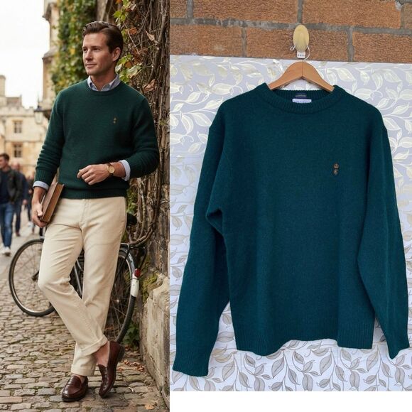 Chaps Other - Chaps Ralph Lauren Handframe Wool Sweater Large Hunter Green Heritage Core